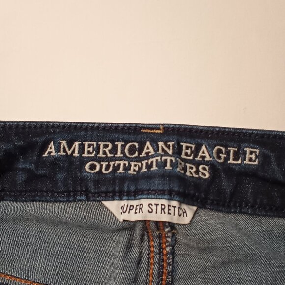 American Eagle Jeans Size 6 X-Long Low Rise Skinny Leg Dark Wash - Picture 5 of 10